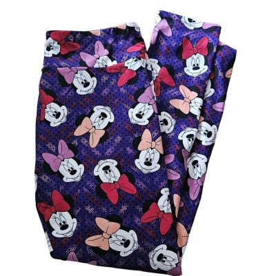 Lularoe Purple Disney Minnie Mouse Face Print Leggings Tall & Curvy 12 14